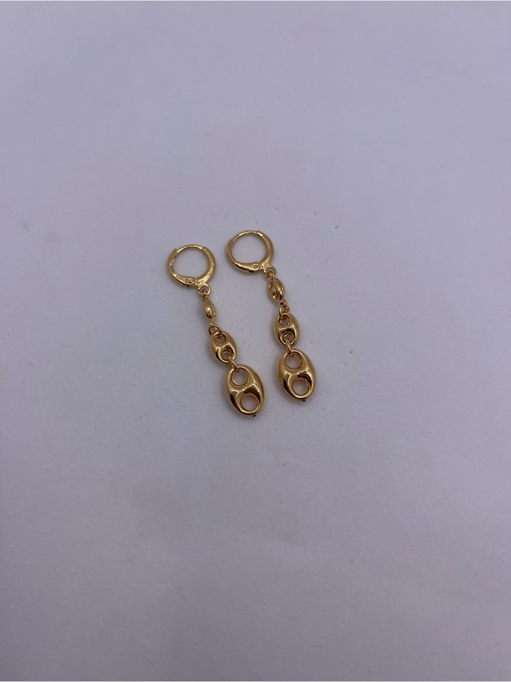 Gold Link Dangle Earrings for Women - Polished Drop Design